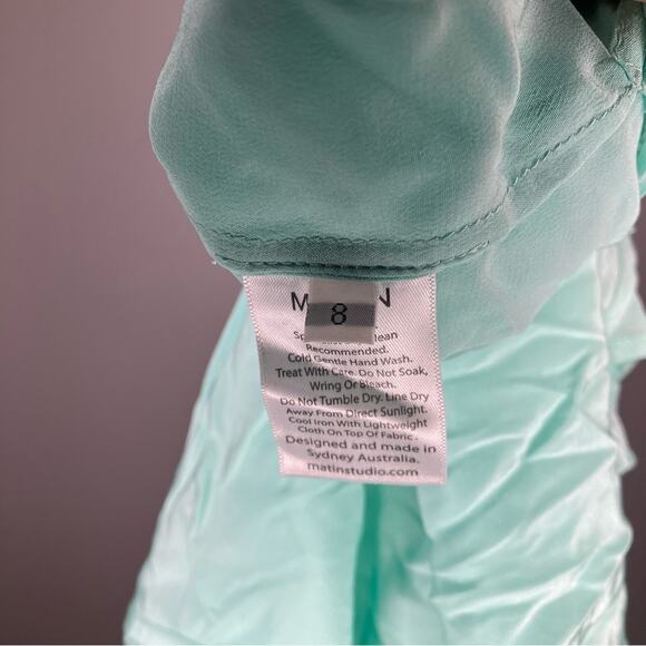 NWT MATIN Square Neck Silk Slip Dress Opal Blue US 4 - Picture 6 of 7